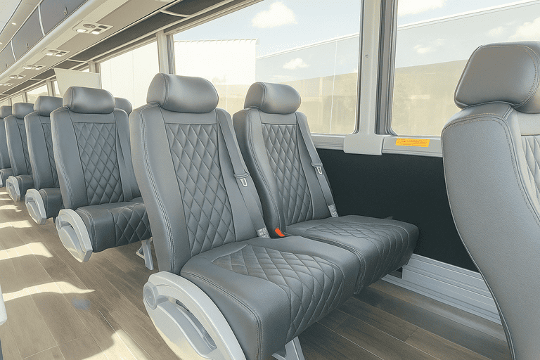 interior of Birmingham Shuttle Bus Rentals charter bus